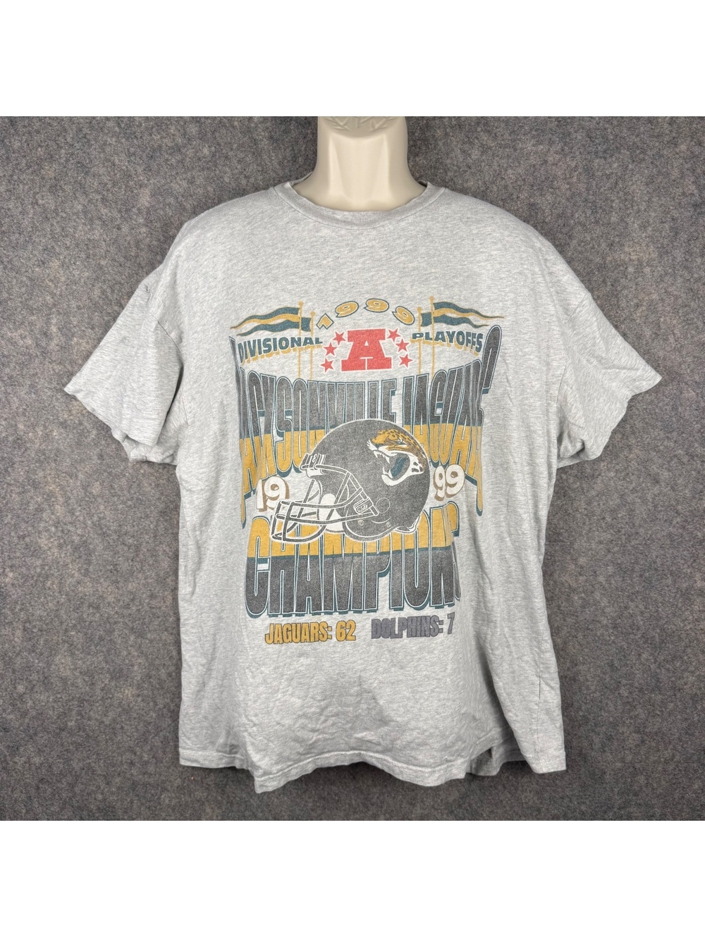 NFL 1999 Jacksonville Jaguars Championship T Shirt Gray Men XXL Tall 2XLT 203